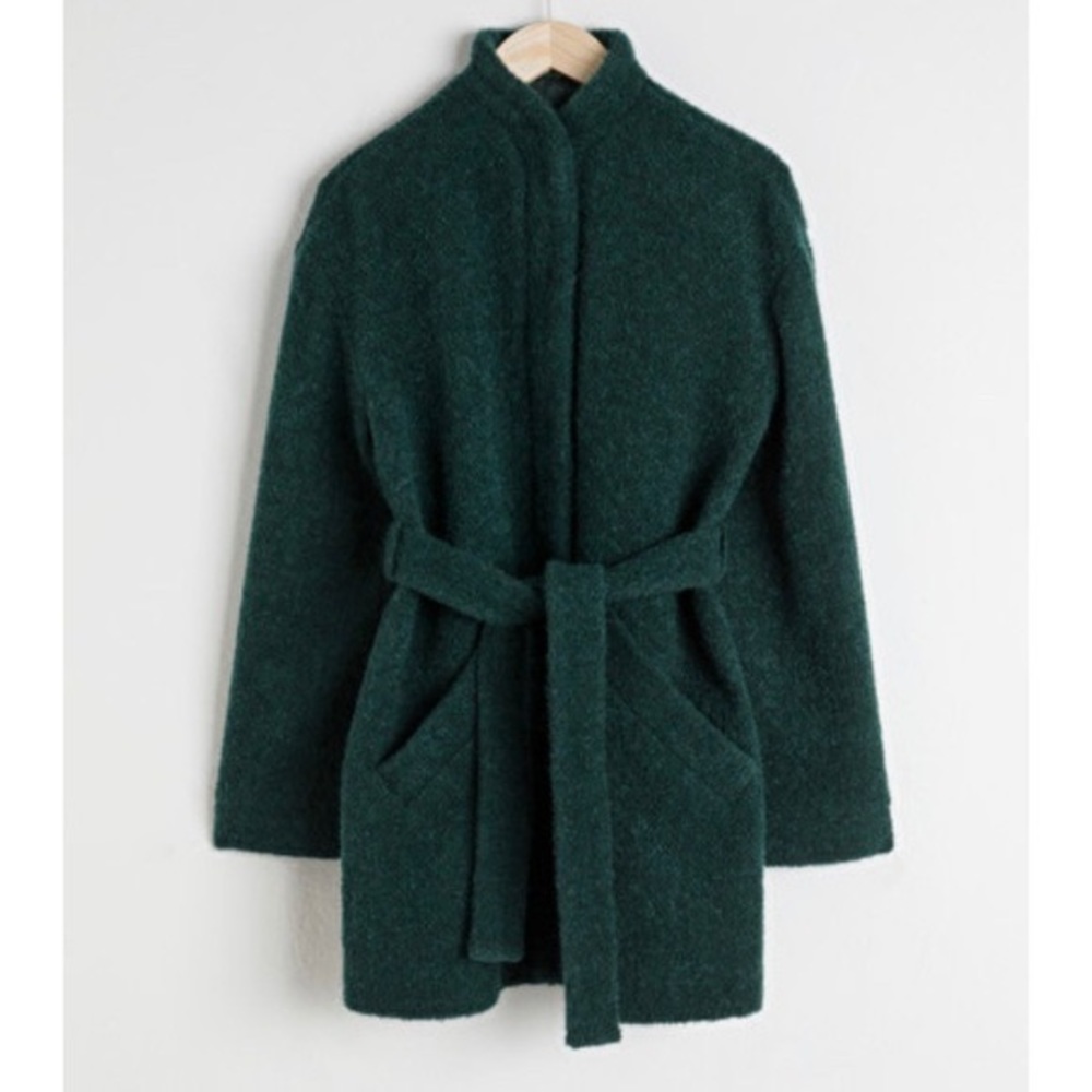 & Other Stories Dark Green Belted Coat